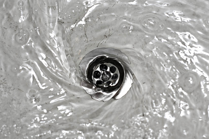 Water flowing down the drain